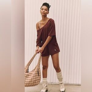 Free People Movement Hot Shot Tee Romper - espresso - small